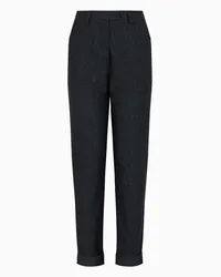 Giorgio Armani OFFICIAL STORE Pantaloni Cropped In Jersey Jacquard Di Lino E Cotone Nero