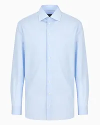 Giorgio Armani OFFICIAL STORE Camicia In Cotone Microarmaturato Azzurro