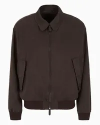 Giorgio Armani OFFICIAL STORE Blouson In Misto Cupro Canneté Asv Marrone