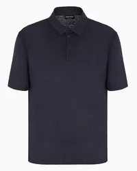 Giorgio Armani OFFICIAL STORE Polo A Maniche Corte In Jersey Di Puro Lino Blu