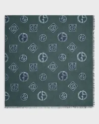 Giorgio Armani OFFICIAL STORE Foulard In Modal E Cashmere Jacquard Verde