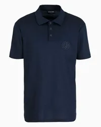 Giorgio Armani OFFICIAL STORE Polo A Maniche Corte In Interlock Di Cotone Blu