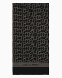 Giorgio Armani OFFICIAL STORE Sciarpa In Lana Jacquard Monogram Marrone