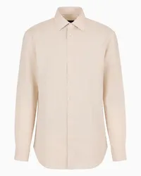 Giorgio Armani OFFICIAL STORE Camicia Regular Fit In Lino Beige