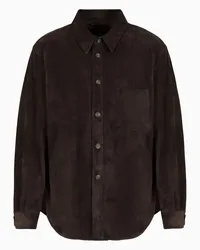 Giorgio Armani OFFICIAL STORE Camicia Over In Pelle Scamosciata Marrone