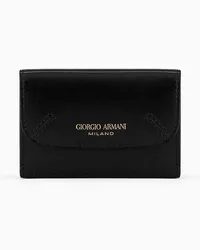 Giorgio Armani OFFICIAL STORE Mini Portafoglio Trifold La Prima In Pelle Palmellata Nero