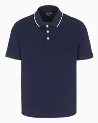 Giorgio Armani OFFICIAL STORE Polo In Piquet Di Cotone Filo Di Scozia Blu