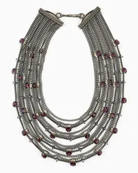 Giorgio Armani OFFICIAL STORE Collana Multifili In Metallo Con Cristalli Swarovski Argento