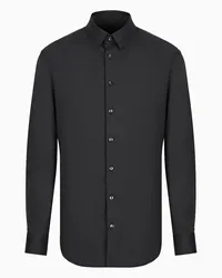 Giorgio Armani OFFICIAL STORE Camicia In Unito Stretch Di Cotone Nero