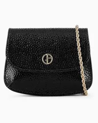 Giorgio Armani OFFICIAL STORE Borsa Charm Mini La Prima In Vernice Effetto Chicco Di Riso Nero