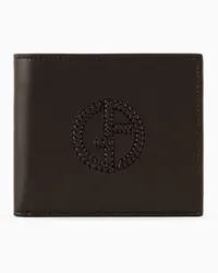 Giorgio Armani OFFICIAL STORE Portafoglio Bifold In Nappa Con Logo Ricamato Marrone