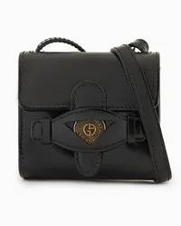 Giorgio Armani OFFICIAL STORE Denim Collection Mini Crossbody In Pelle Spazzolata Nero