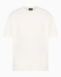 Giorgio Armani OFFICIAL STORE T-shirt Girocollo In Interlock Di Cotone E Cashmere Bianco