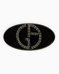 Giorgio Armani OFFICIAL STORE Fermaglio Con Logo Cristalli Nero