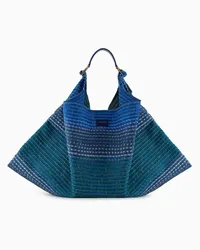 Giorgio Armani OFFICIAL STORE Borsa A Spalla In Canvas Ricamato Blu