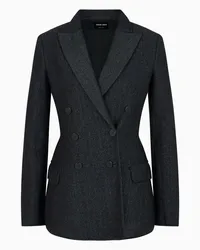 Giorgio Armani OFFICIAL STORE Giacca Doppiopetto In Jersey Di Misto Lino Jacquard Nero