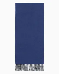 Giorgio Armani OFFICIAL STORE Sciarpa In Cashmere Con Logo Ricamato Blu