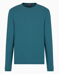 Giorgio Armani OFFICIAL STORE Maglia Girocollo A Maniche Lunghe In Jersey Di Viscosa Stretch Verde