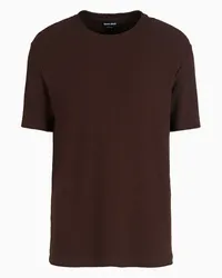 Giorgio Armani OFFICIAL STORE T-shirt Girocollo In Jersey Di Viscosa E Cashmere Jacquard Marrone