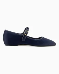 Giorgio Armani OFFICIAL STORE Ballerine Con Cinturino In Nappa E Pelle Effetto Cavallino Blu