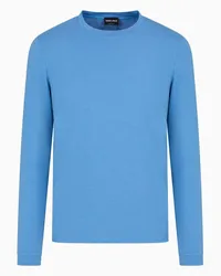 Giorgio Armani OFFICIAL STORE Maglia Girocollo A Maniche Lunghe In Jersey Di Viscosa Stretch Blu