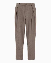 Giorgio Armani OFFICIAL STORE Pantaloni A Una Pince In Panno Di Misto Cashmere Jacquard Beige