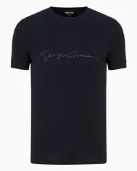 Giorgio Armani OFFICIAL STORE T-shirt In Jersey Bamboo Di Viscosa Stretch Blu