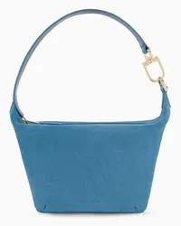 Giorgio Armani OFFICIAL STORE Borsa A Mano Piccola La Prima Soft  In Suede Azzurro