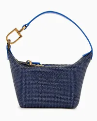 Giorgio Armani OFFICIAL STORE Mini Borsa A Mano La Prima Soft In Maglia Metallica E Strass Blu