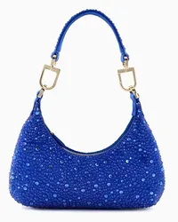 Giorgio Armani OFFICIAL STORE Mini Hobo Bag La Prima In Raso E Strass Blu