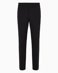 Giorgio Armani OFFICIAL STORE Pantaloni Flat Front In Crepe Di Pura Lana Nero