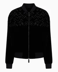 Giorgio Armani OFFICIAL STORE Giorgio's Bomber In Velluto Con Strass Applicati Nero