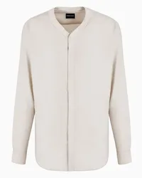 Giorgio Armani OFFICIAL STORE Camicia Con Scollo A V In Cotone E Seta Asv Beige