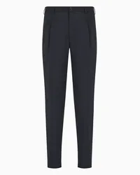 Giorgio Armani OFFICIAL STORE Pantaloni A Due Pinces In Twill Misto Seta Blu