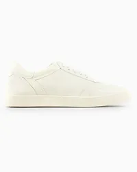 Giorgio Armani OFFICIAL STORE Sneaker In Pelle Con Logo Impresso Bianco