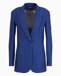 Giorgio Armani OFFICIAL STORE Giacca Monopetto In Jersey Di Misto Cotone Jacquard Effetto Rafia Blu