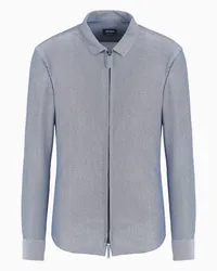 Giorgio Armani OFFICIAL STORE Camicia Slim Fit Con Zip In Jersey Di Misto Cotone Con Motivo Chevron Fantasia