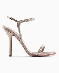 Giorgio Armani OFFICIAL STORE Sandali Con Tacco In Raso E Strass Beige