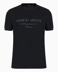 Giorgio Armani OFFICIAL STORE T-shirt Girocollo Borgonuovo 11 In Jersey Di Cotone Pima Blu