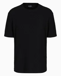 Giorgio Armani OFFICIAL STORE T-shirt Girocollo In Jersey Di Viscosa E Cashmere Jacquard Nero