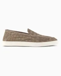 Giorgio Armani OFFICIAL STORE Galleria 3 Slip-on In Cocco Nabuck Tortora