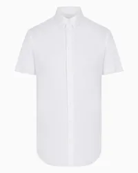 Giorgio Armani OFFICIAL STORE Camicia A Maniche Corte In Jersey Di Cotone Bianco