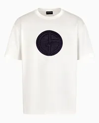 Giorgio Armani OFFICIAL STORE T-shirt Girocollo In Interlock Di Puro Cotone Bianco