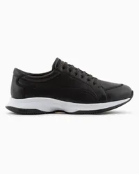 Giorgio Armani OFFICIAL STORE Sneakers In Cervo E Pelle Nero