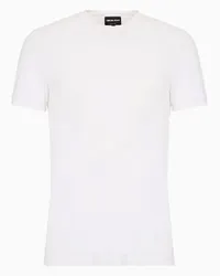 Giorgio Armani OFFICIAL STORE T-shirt In Jersey Bamboo Di Viscosa Stretch Con Ricamo Ga Bianco