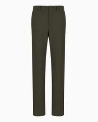 Giorgio Armani OFFICIAL STORE Pantaloni Flat Front In Gaufré Tecnico Verde