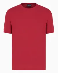 Giorgio Armani OFFICIAL STORE T-shirt Girocollo A Maniche Corte In Jersey Di Viscosa Stretch Rubino