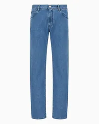 Giorgio Armani OFFICIAL STORE Pantalone 5-tasche Regular Fit In Denim Di Cotone Stretch Blu