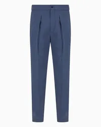 Giorgio Armani OFFICIAL STORE Pantaloni A Una Pince In Twill Di Misto Seta Blu