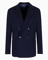 Giorgio Armani OFFICIAL STORE  Vicuña Giacca Doppiopetto In Panno Leggero Di Pura Vicuña Blu